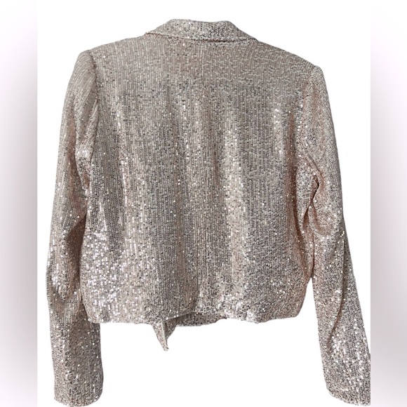 NWT Venus Blush Pink Sequin with Gold Hardware Zip Jacket - Picture 4 of 10